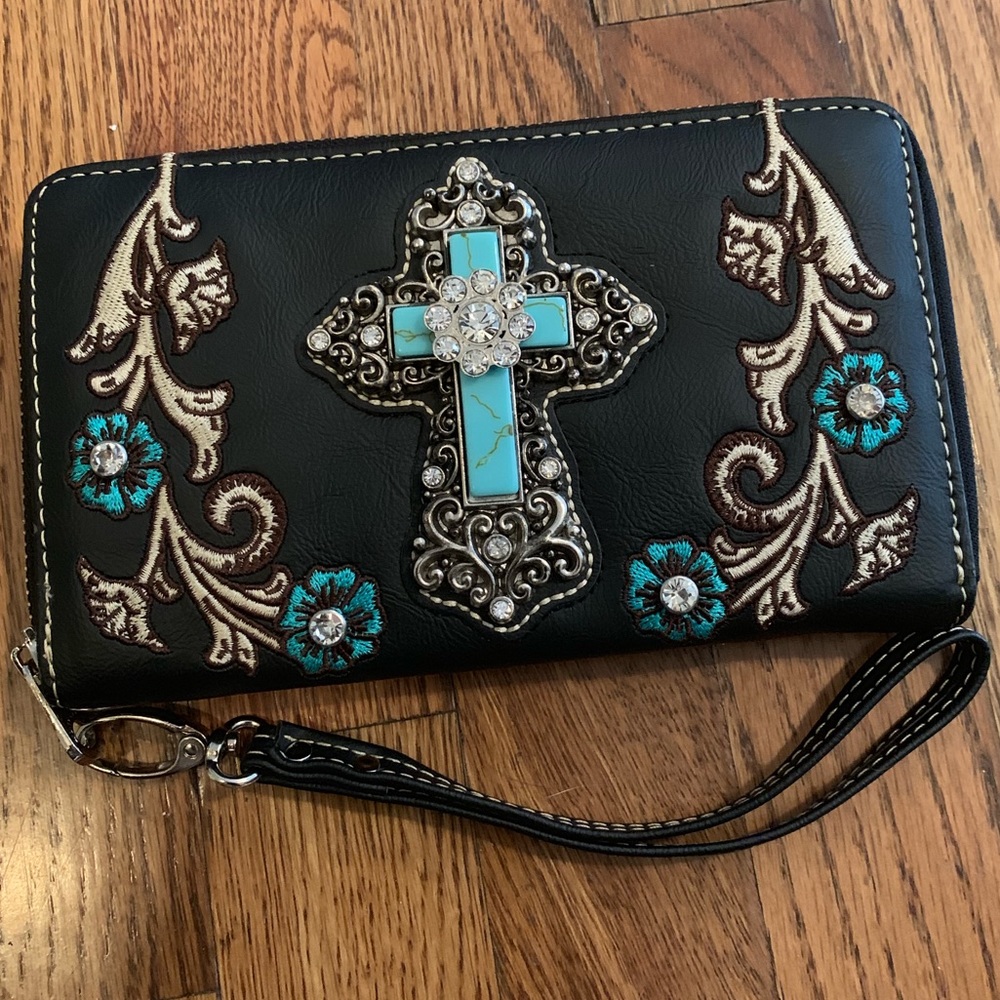 Montanna West Wallet with Turquoise cross
